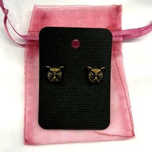 Owl Stud Bronze-Tone Earrings